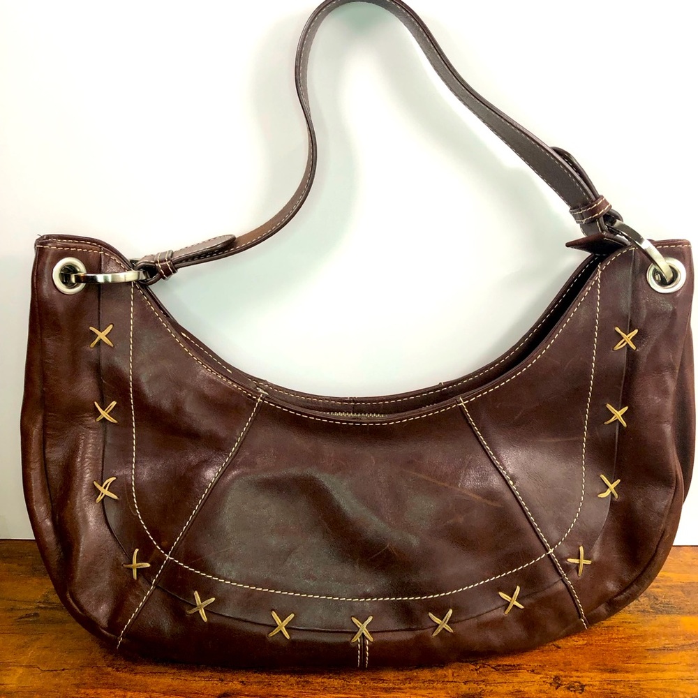 Bob Timberlake Womens Shoulder Brown Leather Messenger‎ Bag Purse